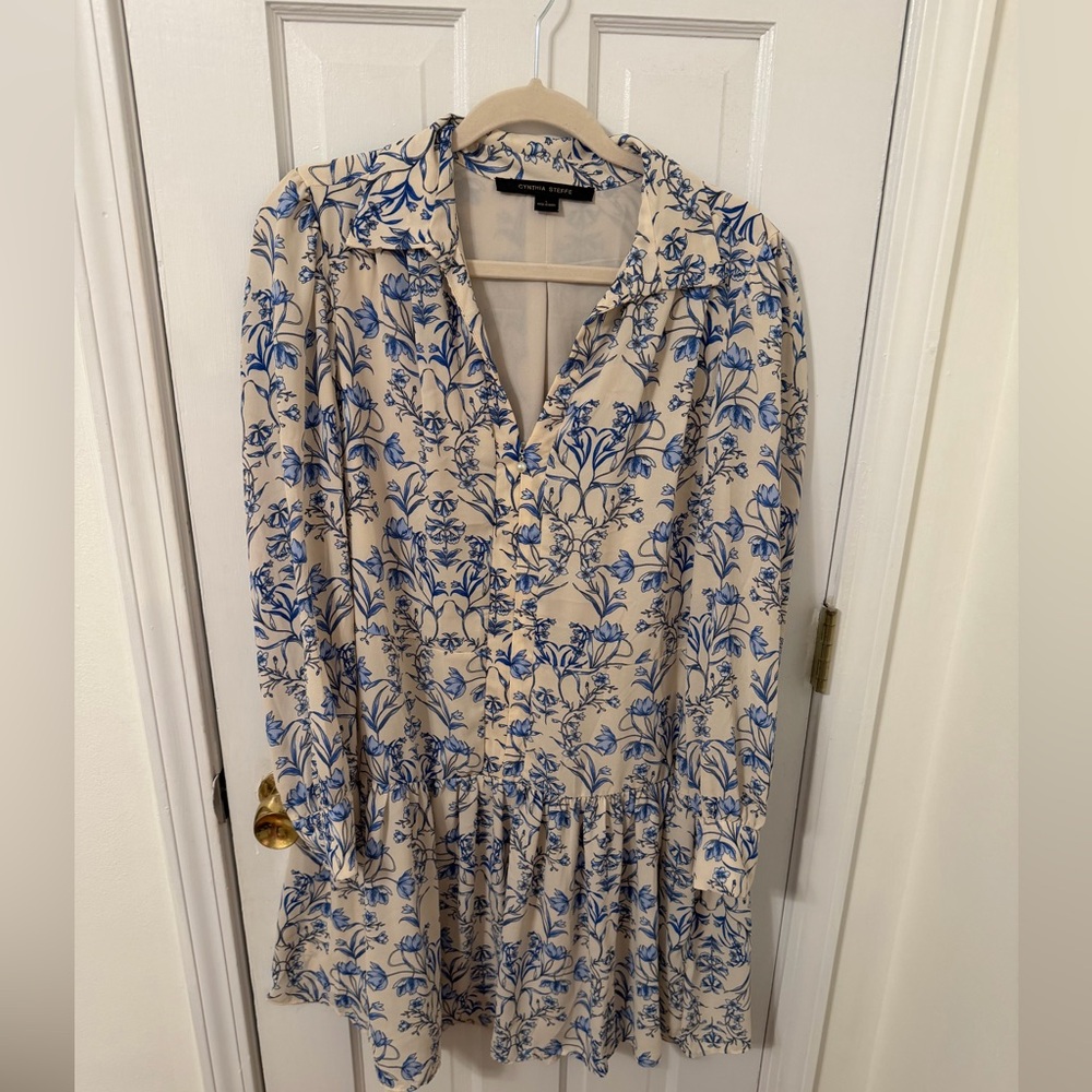 Cynthia Steffe Blue and Cream Floral Dress